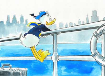 Tony Fernandez, Disney Artist | Donald Duck - Sailing Trip Along the City’s Coastline - Original Painting - Tony Fernandez Signed - Acrylic Art | Catawiki