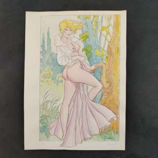 Leone Frollo | Leone Frollo - Illustrazione Originale "Mona En Plein Air" - Firmata - Page volante - Exemplaire unique | Catawiki