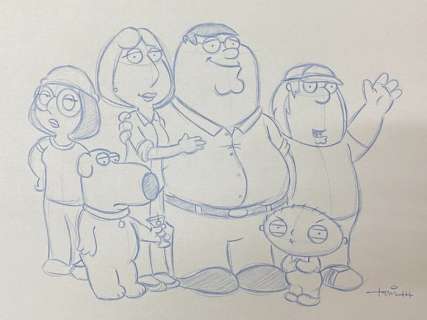 Todd Aaron Smith | Family Guy - Lay Out drawing of the Family, made by Todd Aaron Smith (certificated) | Catawiki