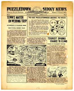 Carlson - PUZZLETOWN SUNNY NEWS, No. 1, Original Comic Book Art (04/01/1933) | Russ Cochran