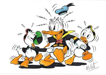 Millet | Furious Donald - Singed Original Drawing by Millet | Catawiki