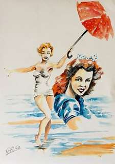 De Boer, Jaap - De Boer, Jaap - Dessin original couleur - Pin-up - (2012)