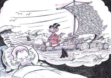 Millet | Scrooge McDuck - "Dreaming of a boat endeavour" - Signed Original Drawing by Millet | Catawiki