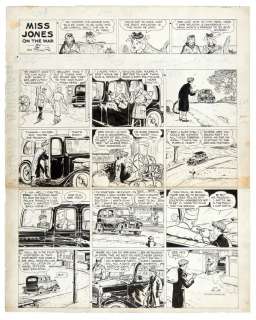 "JOE PALOOKA" PATRIOTIC WWII SUNDAY PAGE ORIGINAL ART WITH "MISS JONES" TOPPER. | Hake’s