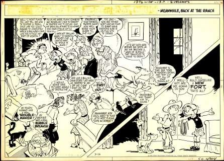 Fisher - RIGHT AROUND HOME, Original Sunday Page Art (03/16/1958) | Russ Cochran