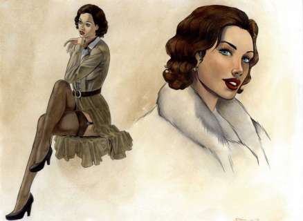 Ferri, Cossimo | Pin up glamour Illustration originale à l’huile sur papier. | Cornette de St Cyr