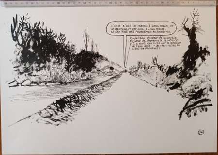 Baudoin, Edmond | Baudoin, Edmond - Dessin original - Les Chemins de l’eau en Provence n°30 - (2011/2012) | Catawiki