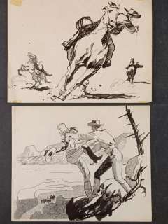 Karel Thole | Karel Thole - Coppia di illustrazioni a carattere western - Page volante - Exemplaire unique | Catawiki