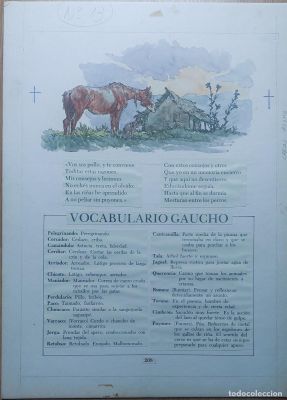 CARLOS ROUME : DIBUJO ORIGINAL DE LA SERIE MARTIN FIERRO- PÁGINA 208-TINTA Y ACUARELA- | todocoleccion (Buy It Now)