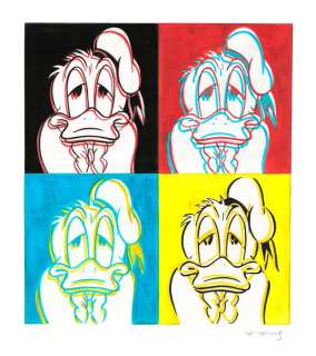 Tony Fernandez, Disney Artist | Donald Duck 3D Inspired By Andy Warhol Art - Original Painting - Signed by Tony Fernandez - Original Acrylic Art - 50 x 45 cm | Catawiki