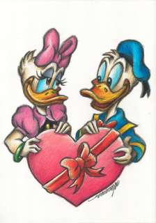 Joan Vizcarra | Donald and Daisy - I Give You My Heart - Original Drawing - Joan Vizcarra - Pencil Art - Original Artwork | Catawiki