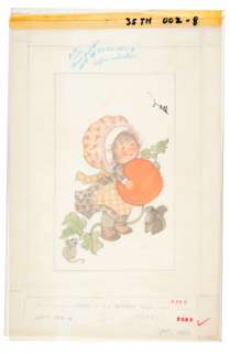 ARLENE NOEL GIRL WITH PUMPKINS/ANIMALS IN SNOW ORIGINAL PAINTINGS FOR GREETING CARDS TRIO. | Hake’s