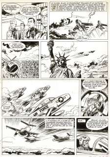 Hermann | Opération “chair à requins”, planche originale à l’encre de chine pour cette histoire parue dans le journal Tintin en 1966, signée. | Septimus