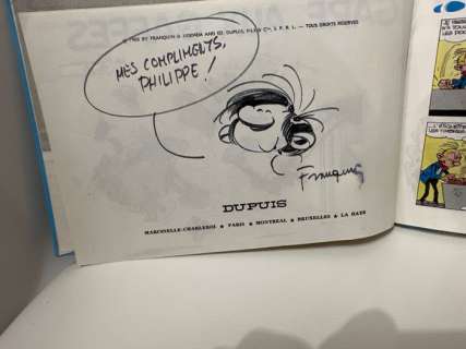 Franquin | Gaston T1 - Gare aux gaffes avec dédicace Franquin - Cartonné - EO - (1966) | Catawiki