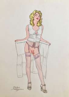 Roberto Baldazzini | Roberto Baldazzini - 2 illustrazioni: acquerello e matita “Marlene” - Page volante - Exemplaire unique - (1995) | Catawiki