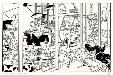 Chaland, Yves | Chaland, Yves - Estampe pigmentaire à tirage unique + certificat + NFT - Les Arts ménagers - (2022) | Catawiki