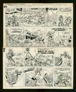 André Franquin - Planche originale n°19 issue du récit "Les Petits formats", prépubliée dans Le Parisien Libéré en 1960 sous formes de strips qui seront remontés pour une publication dans le Journal de Spirou - Spirou et les Hommes-Bulles - Spirou et Fantasio