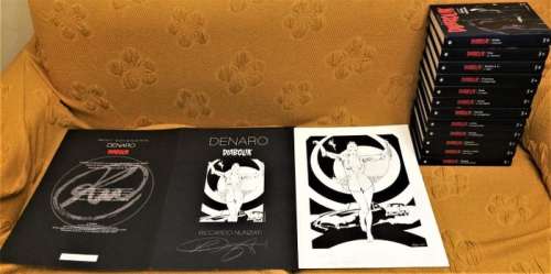 Riccardo Nunziati - a.E L. Giussani | Diabolik - Denaro -Cartellina con stampa + Serie completa 1/12 Gli eroi del fumetto di Panorama - Page volante - EO - (2005/2017) | Catawiki