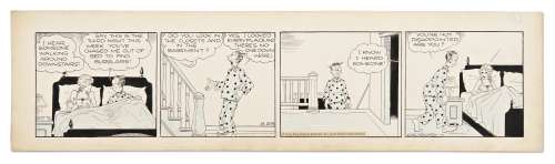 Chic Young Hand-Drawn ’’Blondie’’ Comic Strip From 1935 -- Blondie Hears a Burglar | Nate Sanders