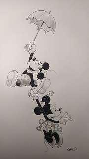 Sergio Garrido | Mickey and Minnie Mouse - Don’t be afraid - 50 x 65 cm - Signed Original Drawing by Sergio Garrido - Exemplaire unique (2022) | Catawiki