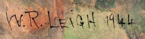 WILLIAM ROBINSON LEIGH COWBOY PROSPECTOR ON HILLTOP FRAMED FULL COLOR ORIGINAL ART. | Hake’s