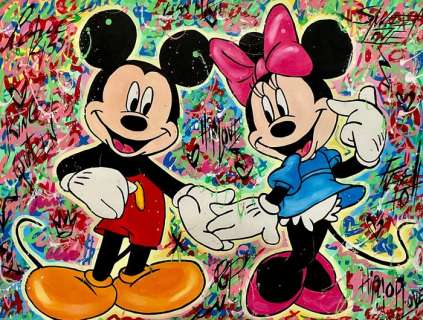 Alberto Ricardo | Mickey Mouse & Minnie Mouse - High Five - 80 x 60 cm | Catawiki