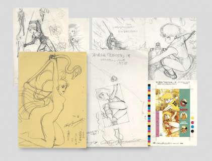 Atsuji Yamamoto ’Shoujotai’ Hand-Drawn Manuscript 6 Sheets + Cassette Label Color Sample | Mandarake (Big Web)