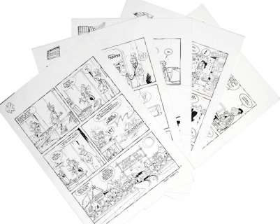 Sirvent - Les Toubibs, ensemble de cinq planches-gag n°93, …