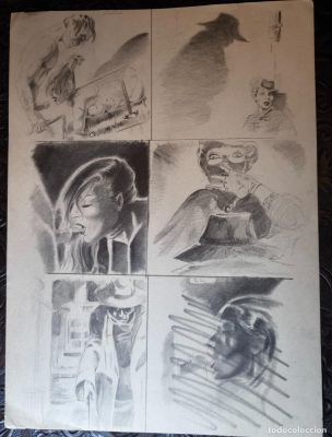 ILUSTRACIÓN DIBUJO A LÁPIZ. Boceto Trabajo. Cómic pulp horror erótico. Escuela Valenciana Años 60/70 | todocoleccion (Buy It Now)