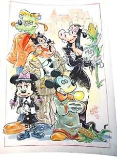 Alessandro Gottardo - Mickey Mouse - "Disney/Addams Family" - Signed Original Watercolour Drawing by Alessandro Gottardo - (2022)