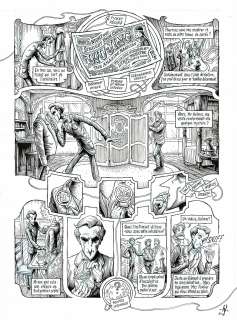Benoit Dahan - Lot 397 - Dans la tête de Sherlock Holmes T1, planche originale à l’encre de chine.