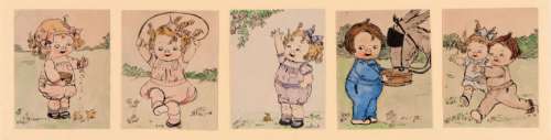 CAMPBELLS SOUP KIDS CREATOR GRACE DRAYTON FIVE ORIGINAL PEN AND INK WATERCOLORS. | Hake’s