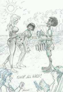 Bernat, Serrat | Bernat, Serrat - Original drawing - sexy girls - Hat with surprise | Catawiki