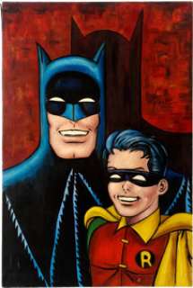 Bob Kane Batman and Robin Painting Original Art (c. late 1950s). Here’s a rare painted canvas by the legendary - | Heritage