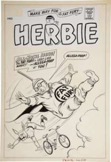 Ogden Whitney Herbie #22 Cover Original Art (ACG, 1966). The Fat Fury flies again, in this wonderfully -