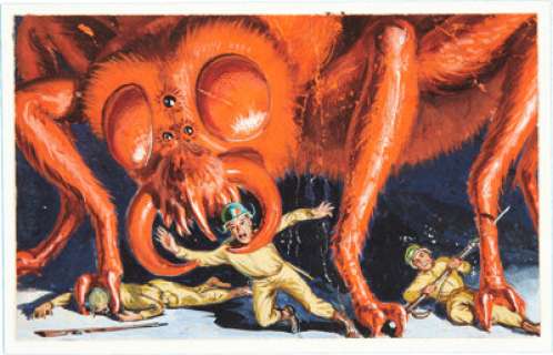 Norman Saunders Mars Attacks Card #42 "Hairy Fiend" Original Art (Bubble Inc./Topps, 1962). - | Heritage