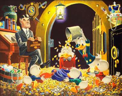 Carl Barks Time Out For Therapy Painting Original Art (1973). After a hard day dealing with big business, only one - | Heritage