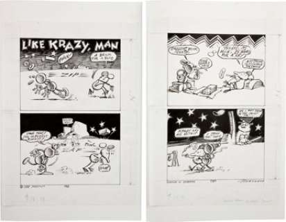 Victor Moscoso Zap Comix #14 "Like Krazy, Man" Complete 2-Page Story Original Art (Print Mint, -