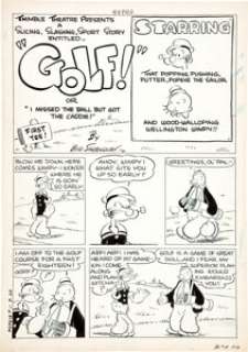 Bud Sagendorf Popeye #12 Complete 16-page Story "Golf" Original Art (Dell, 1950). Popeye and Wimpy -