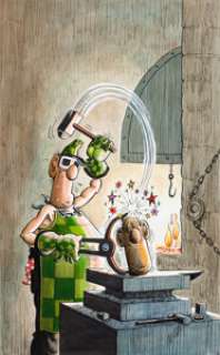 Don Martin Mad‘s Don Martin Forges Ahead Cover Original Art (Warner Books, 1977). From the crazy cranium of Mad‘s -