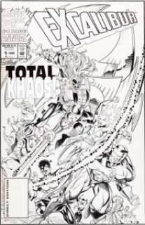 Chris Marrinan and Mark McKenna Excalibur Annual #1 Cover Original Art (Marvel, 1993). Captain Britain, Nightcrawler, -