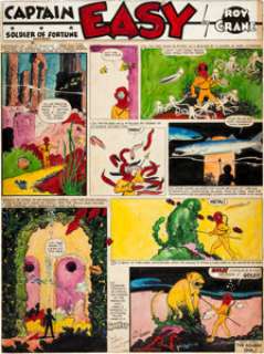 Roy Crane Captain Easy Sunday Comic Strip Hand Colored Original Art dated 12-9-34 (NEA Services, 1934). Cap is -