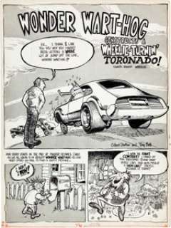 Gilbert Shelton and Tony Bell Pete Millar‘s Drag Cartoons #26 Complete 4-Page Story "Wonder Wart-Hog -