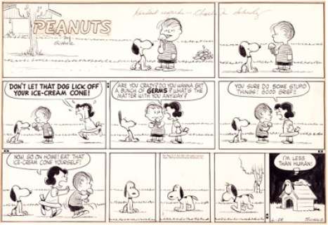 Charles Schulz Peanuts Sunday Comic Strip Original Art dated 6-28-59 (United Feature Syndicate, 1959). Snoopy - | Heritage