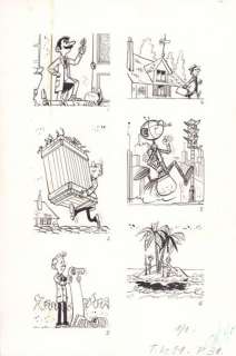 Mittéï. Planche de 6 illustrations Tintin-Mondial | BDEnchères