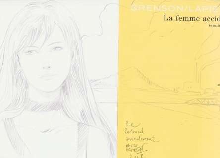 Grenson. Dessin dédicacé La femme accident | BDEnchères