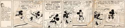 Floyd Gottfredson and Al Taliaferro (collectively as Walt Disney) Mickey Mouse Daily Comic Strip Original Art dated -