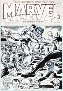 Jim Starlin and Joe Sinnott Mighty World of Marvel #18 Cover Hulk Original Art dated 2-3-73 (Marvel UK, 1973).... | Heritage