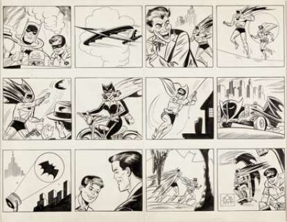Sheldon Moldoff (as Bob Kane) Batman Annual #2 "1962 Batman and Robin Calendar" 2-Page Illustrations Original Art ...
