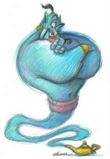 Joan Vizcarra | Aladdin: The Genie and The Magic Lamp - Original Drawing - Joan Vizcarra - Pencil Art - Original Artwork | Catawiki